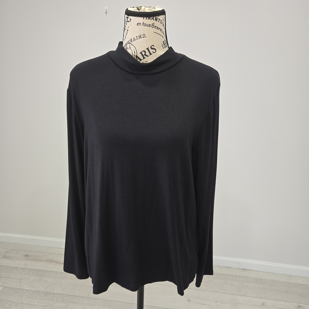 Leo & Nicole Black Mock Neck Top NWT Size PXL - Picture 2 of 9